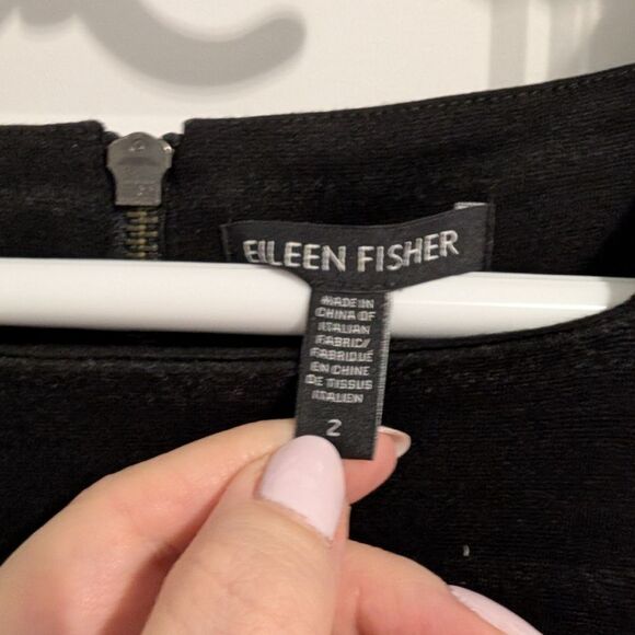 Eileen Fisher/Black Striped Dress Sz 2 - Picture 4 of 5